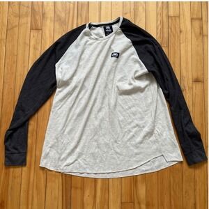 Ecko Unltd Mens Long Sleeve Thermal Baseball Tee Shirt Beige Black Size M Y2K